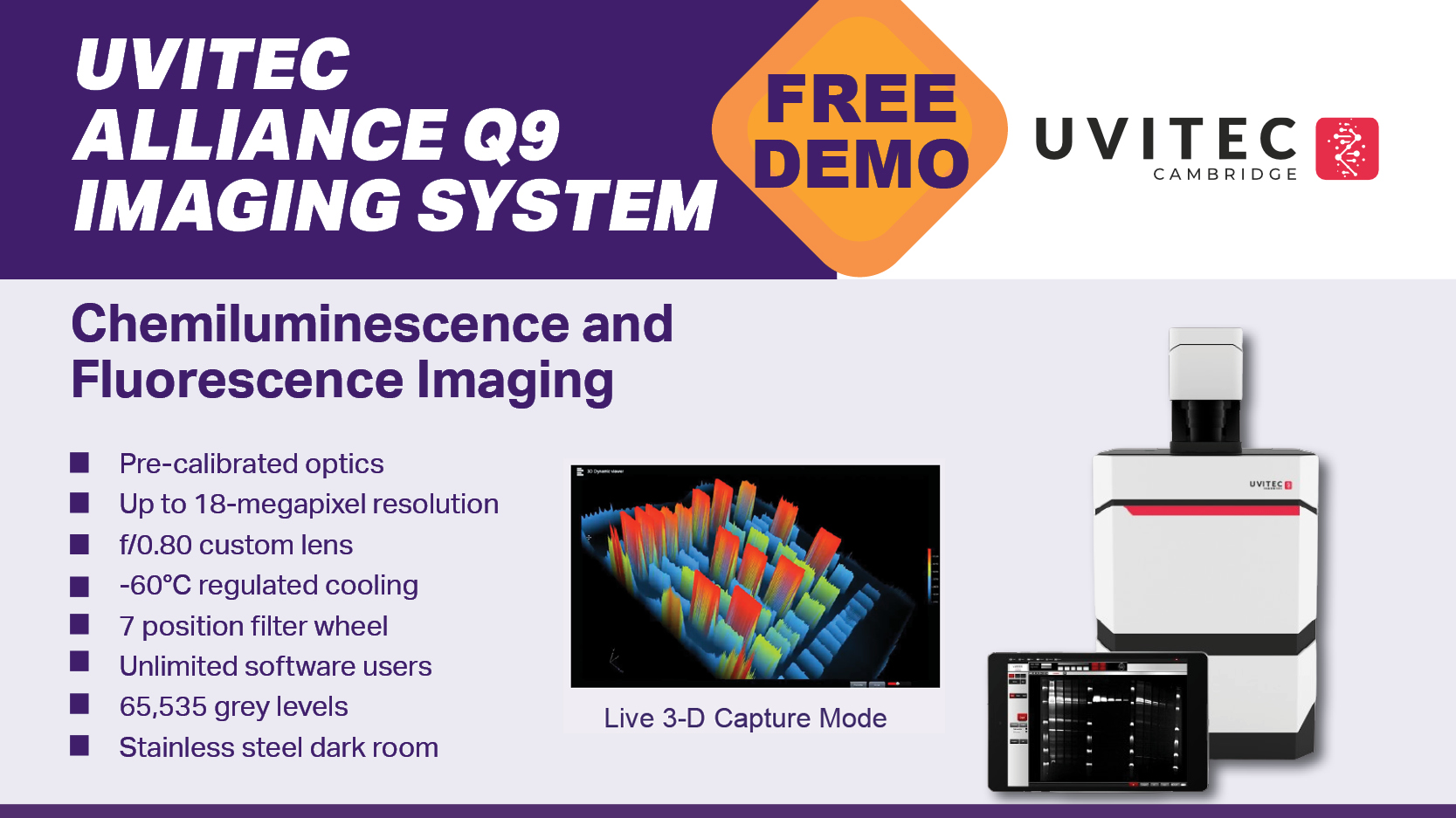 FREE DEMO ON OUR UVITEC  ALLIANCE Q9  IMAGING SYSTEM