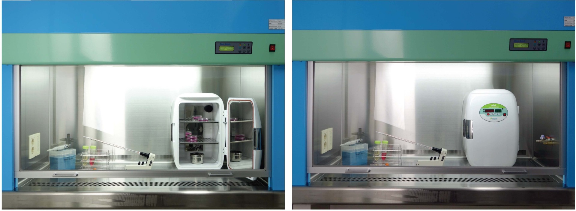 minico2 incubator in biosafety cabinet